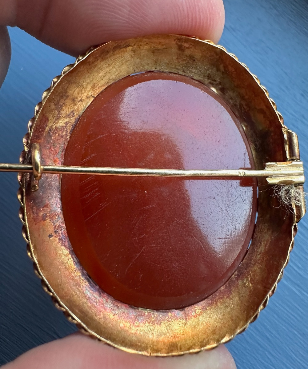 19th Century Gold Brooch Set With An Intaglio On Carnelian.  Hellenistic Ruler-photo-3