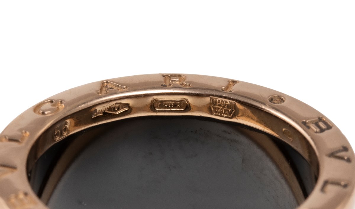 Bulgari — Bague B.zero1, céramique noire et or rose 18 carats (quatre anneaux)-photo-3