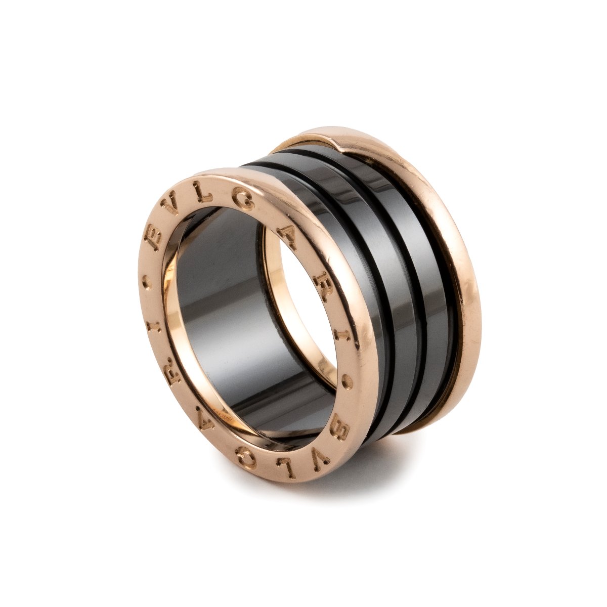 Bulgari — Bague B.zero1, céramique noire et or rose 18 carats (quatre anneaux)