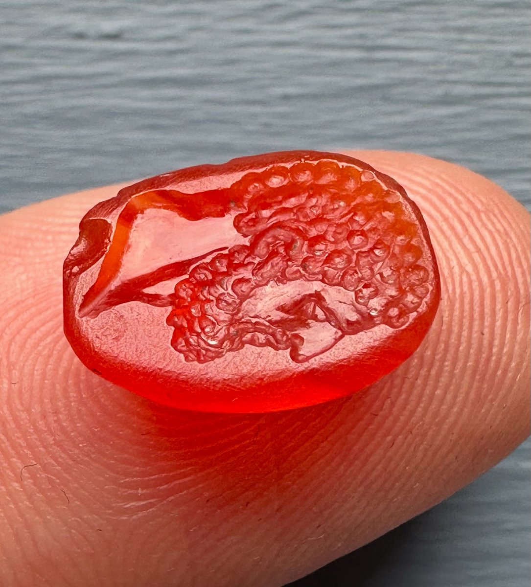 Imperial Roman Intaglio On Carnelian. Portrait Of Hercules.-photo-4