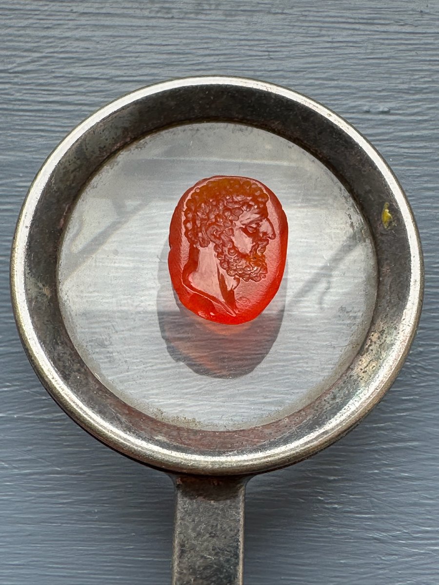 Imperial Roman Intaglio On Carnelian. Portrait Of Hercules.-photo-1
