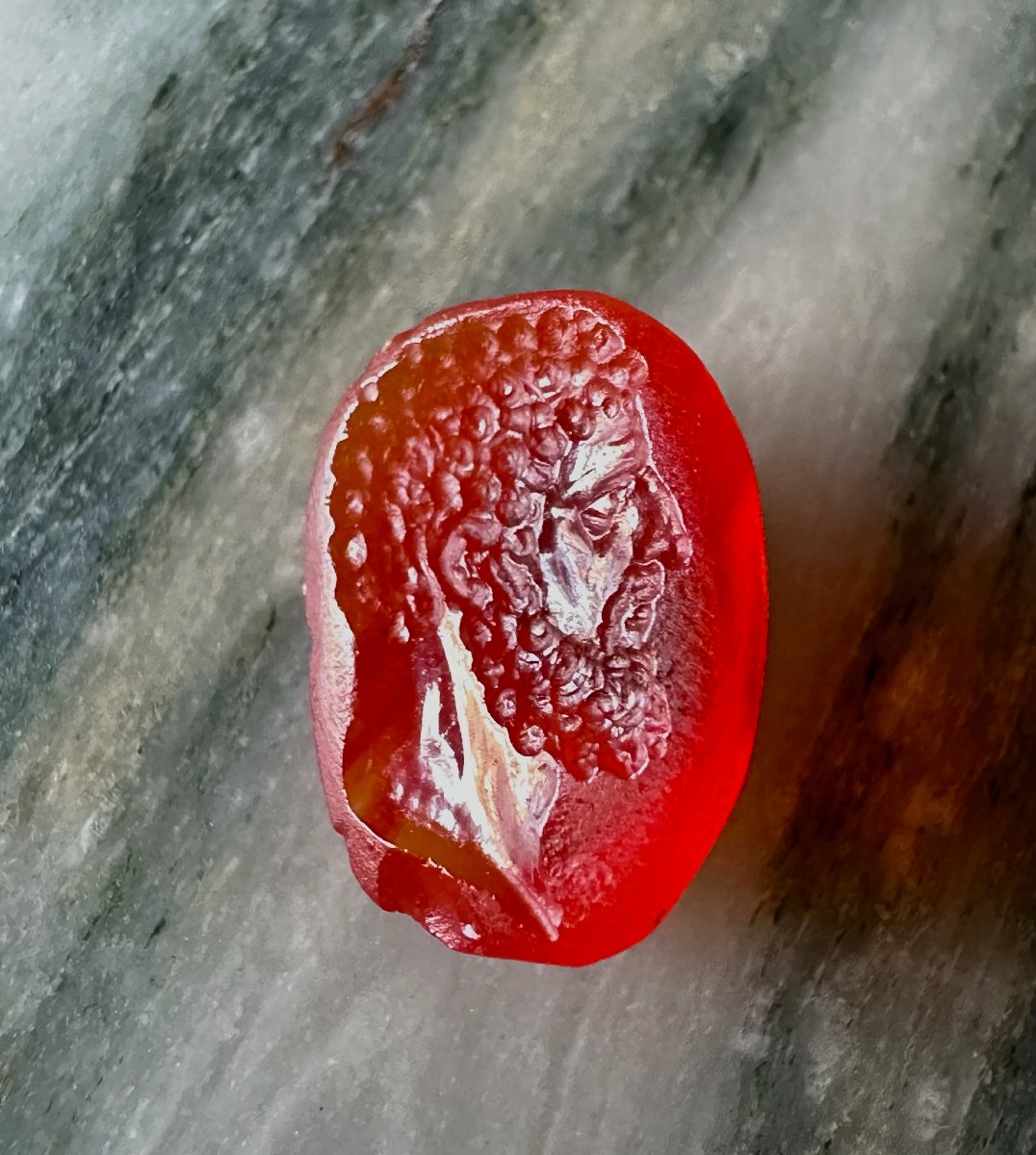 Imperial Roman Intaglio On Carnelian. Portrait Of Hercules.
