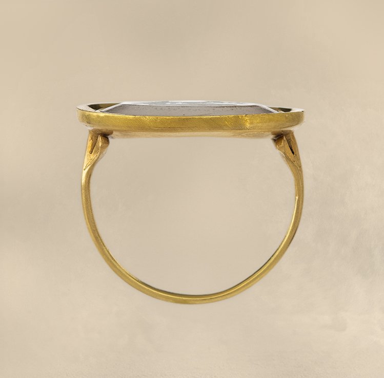 Gold Ring Set With A Neoclassical Intaglio On Chalcedony. The Conquest Of Love.-photo-4