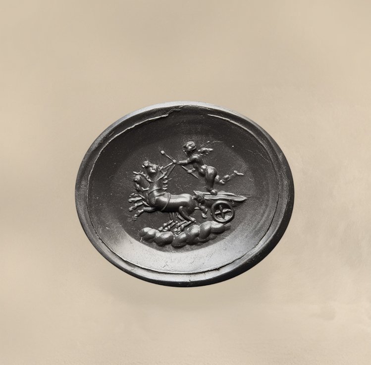 Gold Ring Set With A Neoclassical Intaglio On Chalcedony. The Conquest Of Love.-photo-1