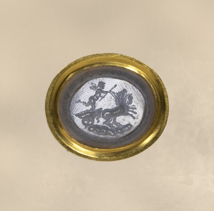 Gold Ring Set With A Neoclassical Intaglio On Chalcedony. The Conquest Of Love.