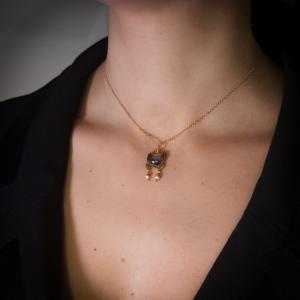 Une Boucle d'Oreille Romaine en Or Transformée en Pendentif | Améthyste & Perles Naturelles