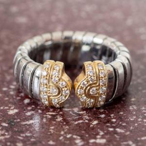 Bulgari, bague « Parentesi Tubogas » bicolore, diamants, vintage