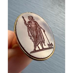A Neoclassical Carnelian Intaglio Set In An 18k Gold Ring. Zeus Labraundos