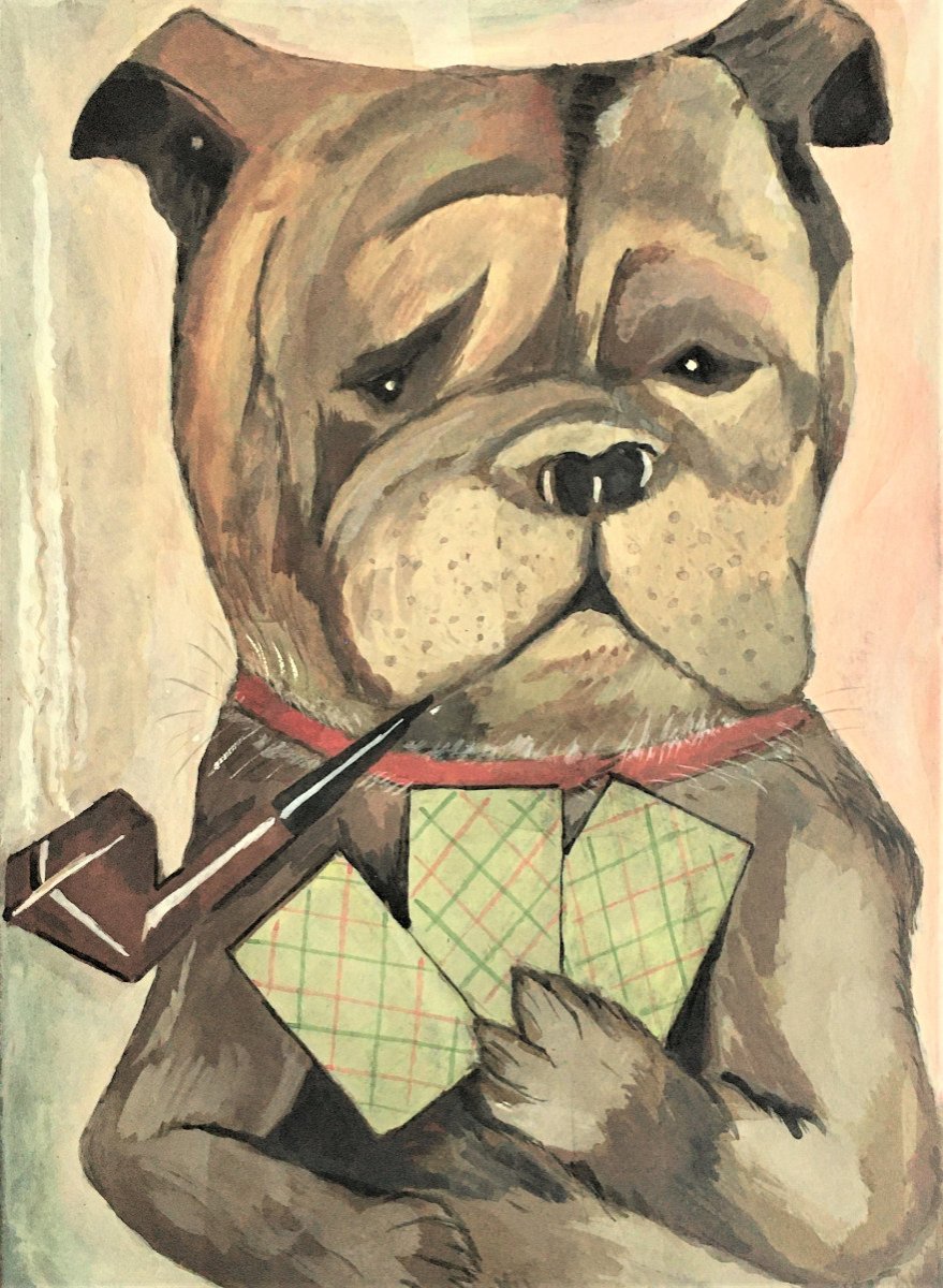 Le Chien Joueur, Gouache Sur Carton -photo-2