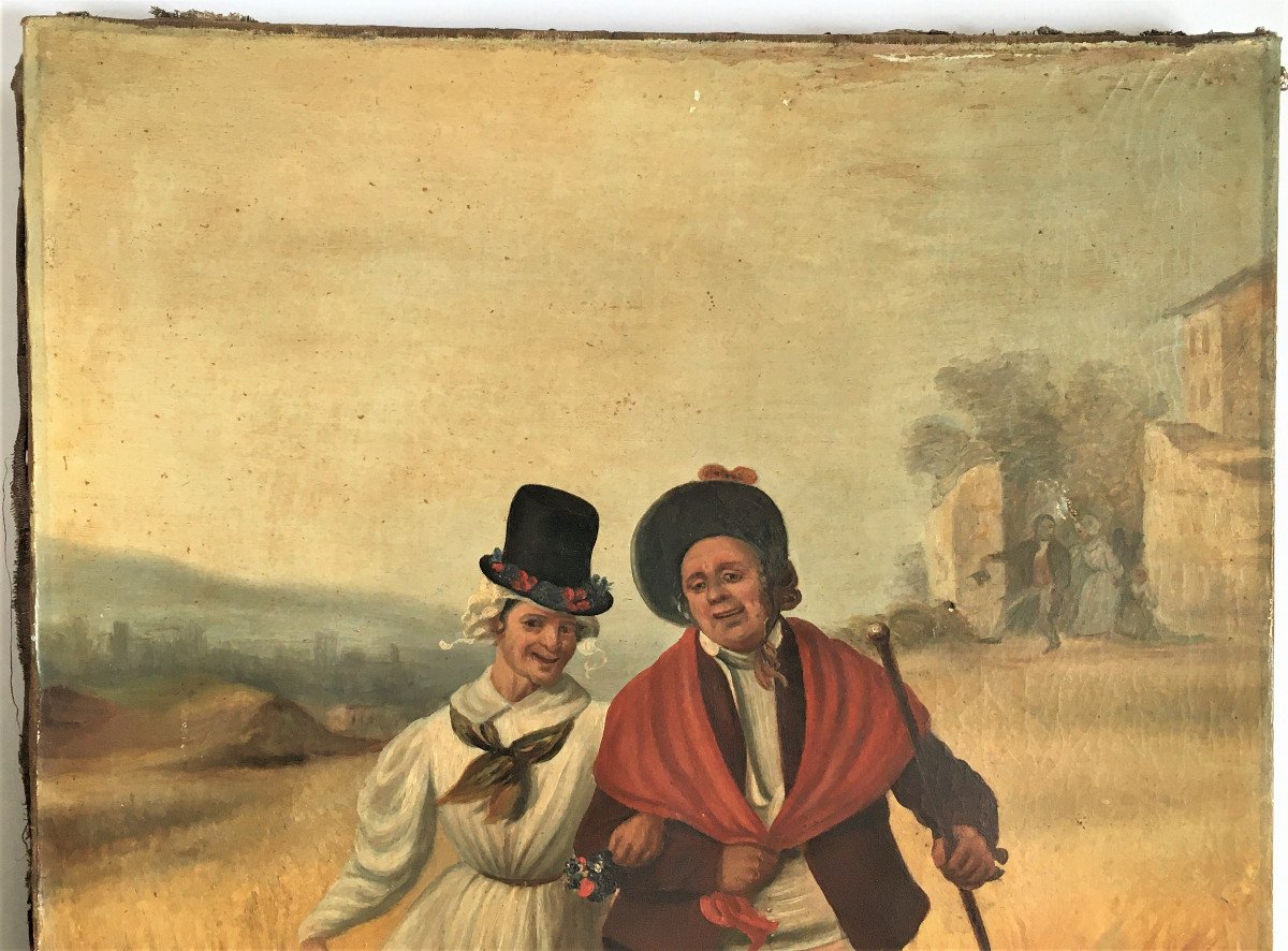 Mariage Gay Vers 1830, Huile Sur Toile-photo-3