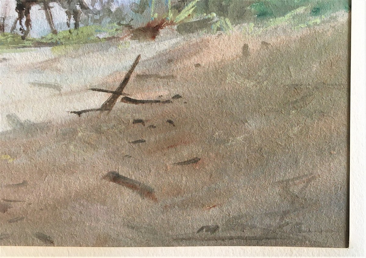 Paysage Du Brésil, Gouache Du 19ème, Trace De Signature-photo-2