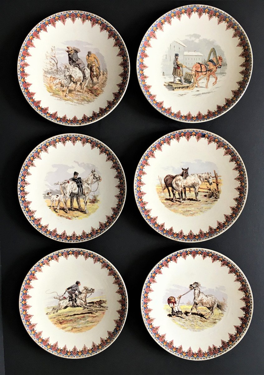 Sarreguemines Six Plates On The Theme Of The Horse