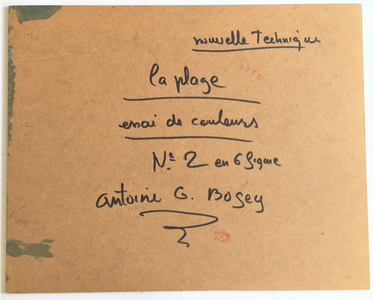 Antoine Bogey Né En 1943, "la Plage" Huile Sur Panneau.-photo-2