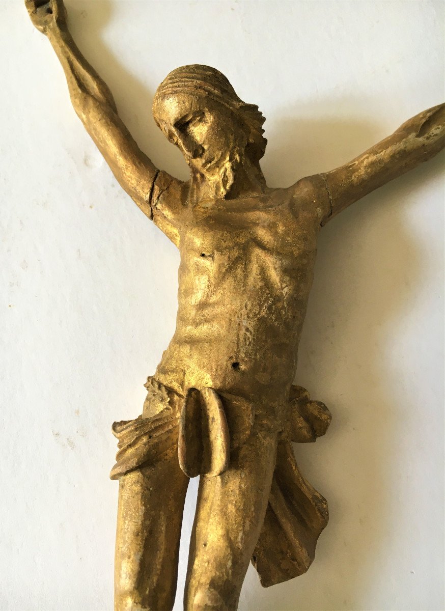 Christ En Bois Doré Du 18ème Siècle-photo-2
