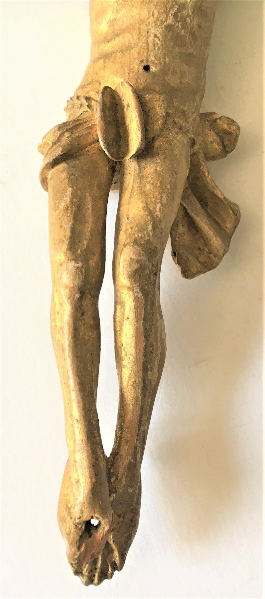 Christ En Bois Doré Du 18ème Siècle-photo-3