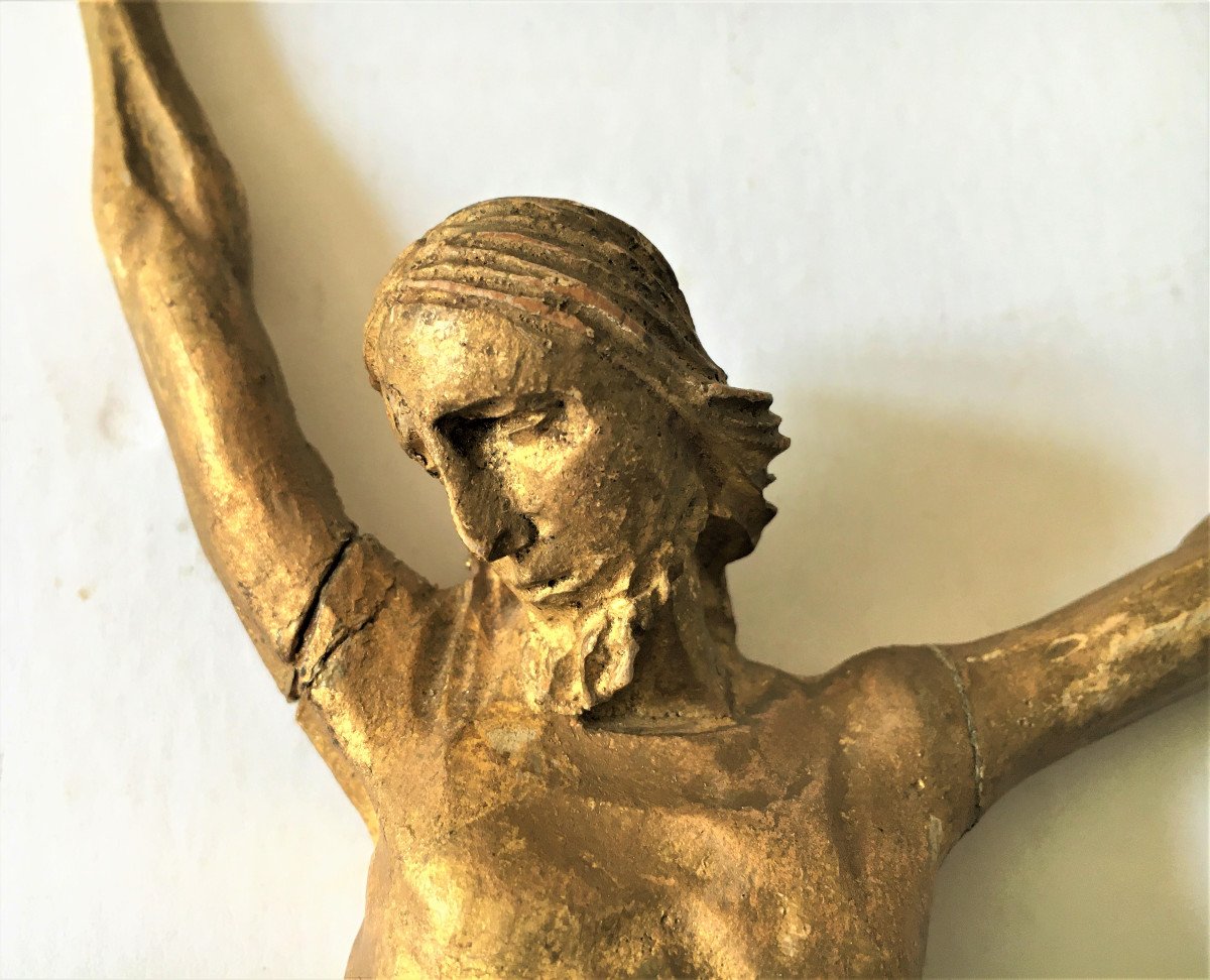 Christ En Bois Doré Du 18ème Siècle-photo-1