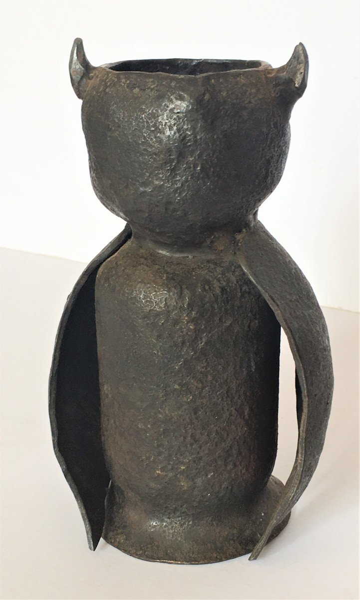 Henri-paul Herry 1928/2018 "the Owl" Iron Sculpture, Breton Sculptor.-photo-1