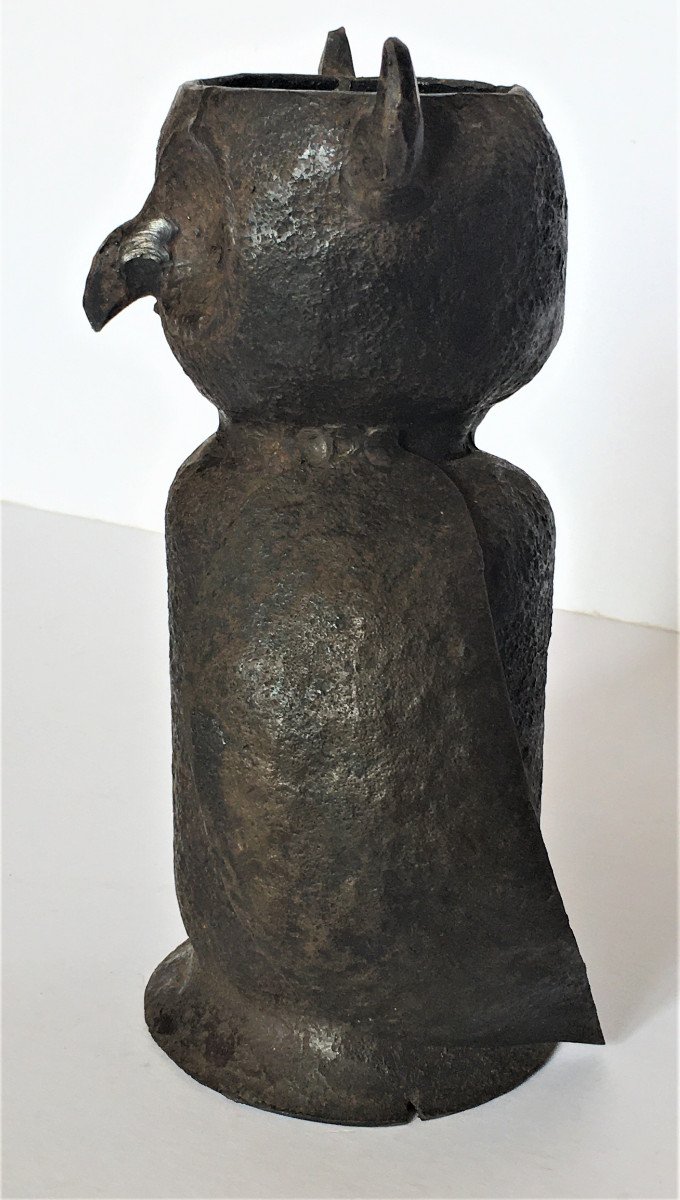 Henri-paul Herry 1928/2018 "the Owl" Iron Sculpture, Breton Sculptor.-photo-2