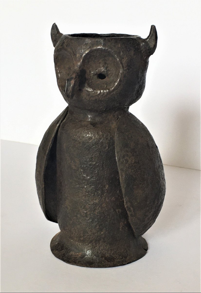Henri-paul Herry 1928/2018 "the Owl" Iron Sculpture, Breton Sculptor.