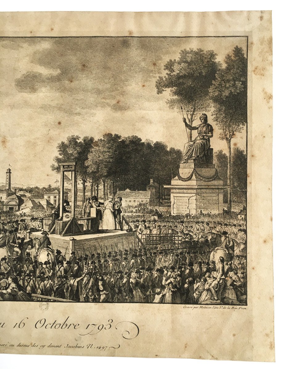 l'Exécution De Marie-antoinette, 16 Oct 1793, Estampe Tirage d'époque. Légitimisme.-photo-4