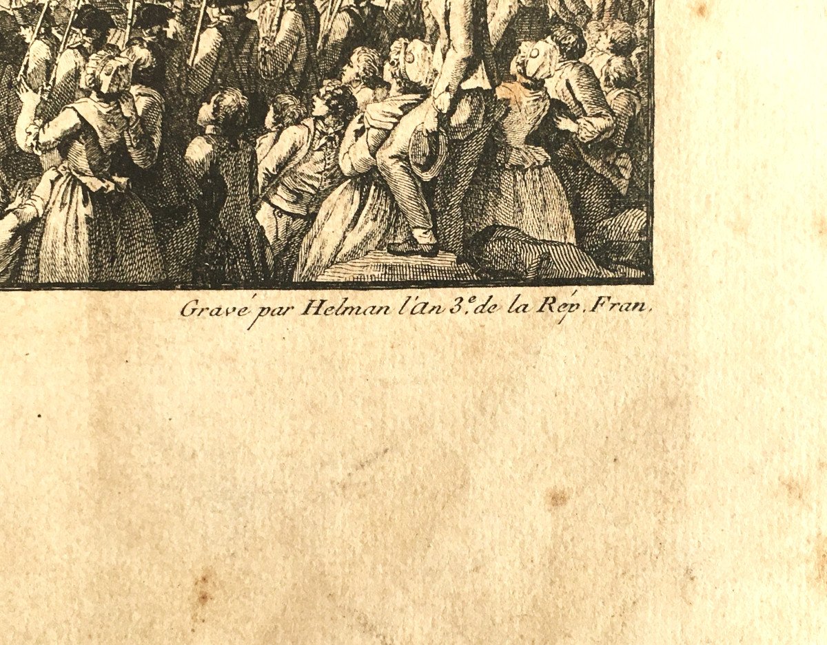 l'Exécution De Marie-antoinette, 16 Oct 1793, Estampe Tirage d'époque. Légitimisme.-photo-2