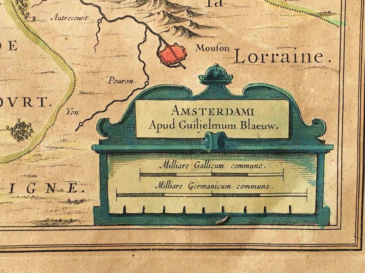 Map Of Sedan, Raucourt, Doncheri, From The 17th Century, Atlas Guillaume Blaeuw, Amsterdam.-photo-1