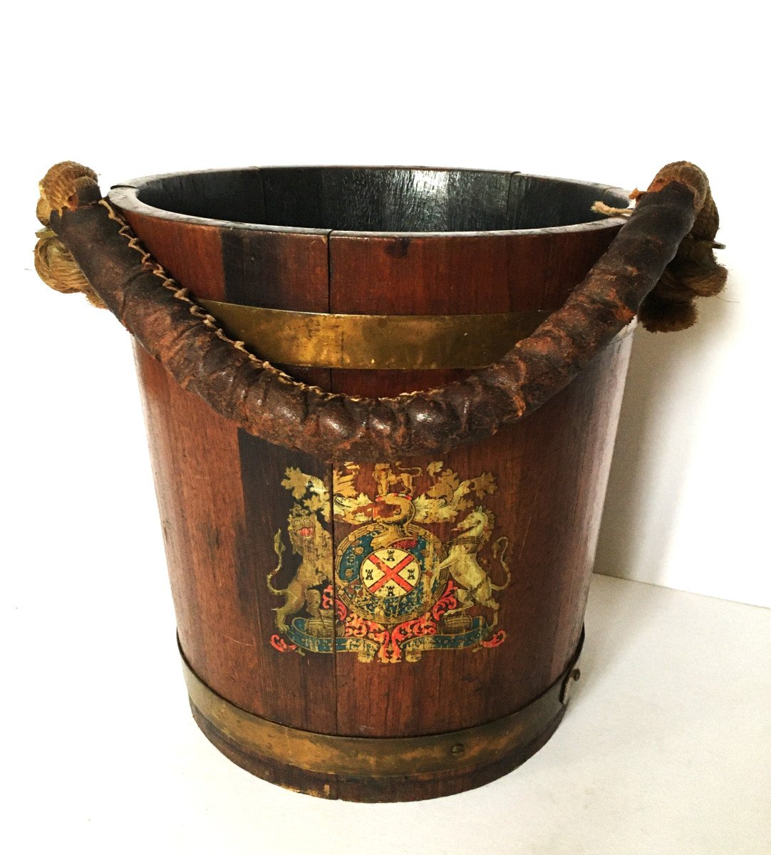 Mahogany Bucket With Coat Of Arms, England 19th Century.