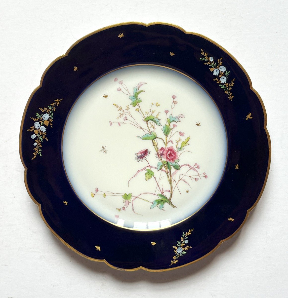Haviland 1876 Pair Of Plates With Floral Decor From The 19th.-photo-3