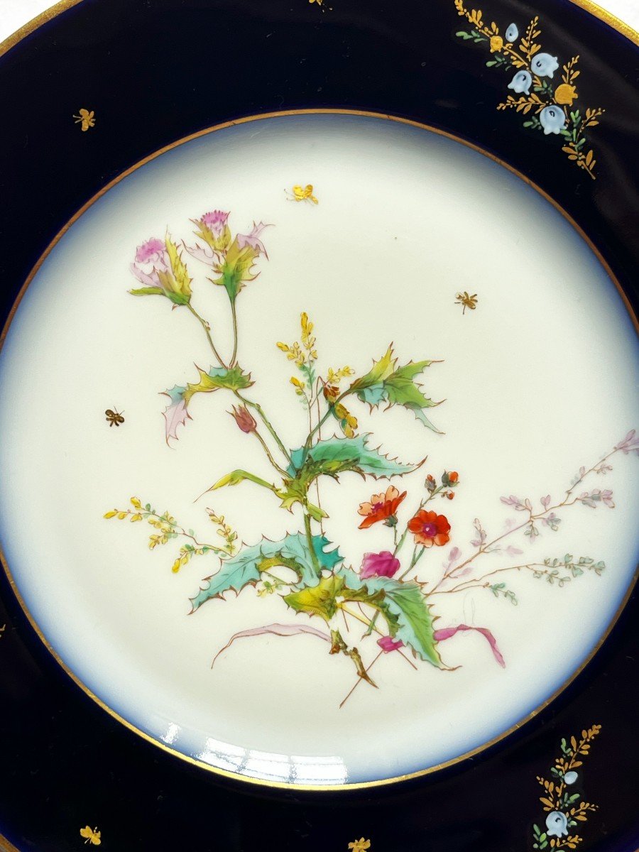 Haviland 1876 Pair Of Plates With Floral Decor From The 19th.-photo-4