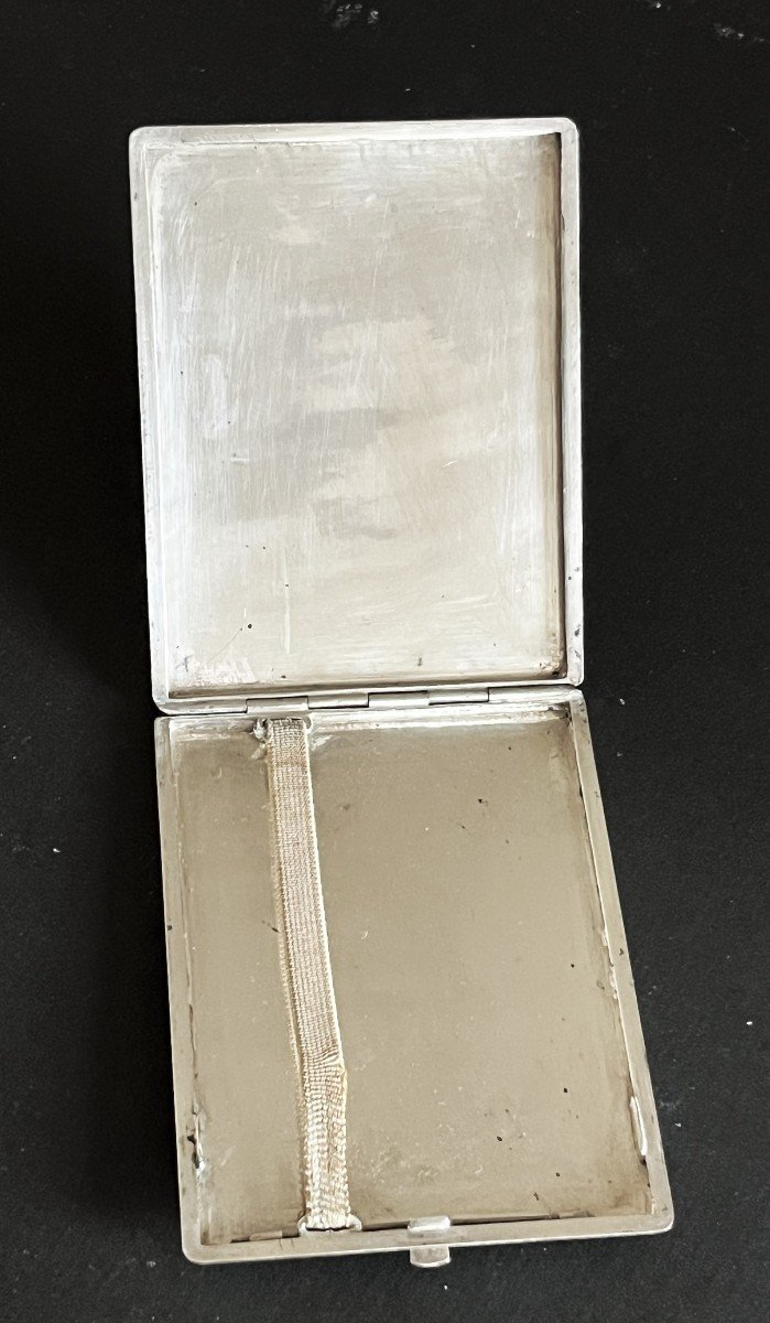 Engraved Silver Cigarette Box, Iran, Persia Early 20th Century-photo-4