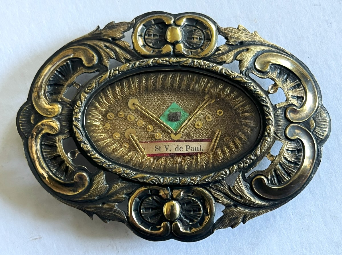 Reliquary Of Saint Vincent De Paul In Gilded Silver, Vermeil, 19th Century-photo-2