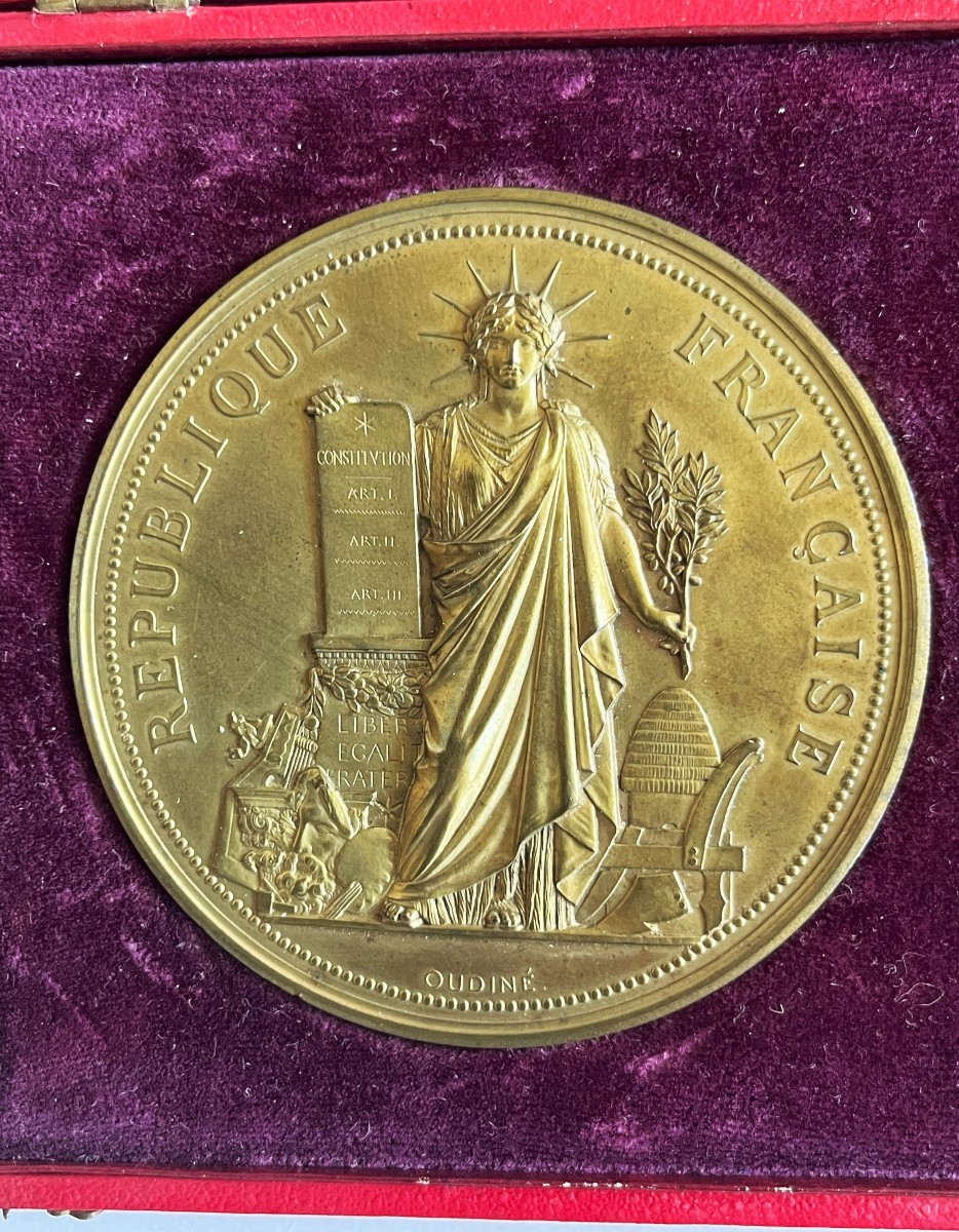 National Assembly 1879, Election Of Jules Grévy, Two Large Bronze Medals-photo-3