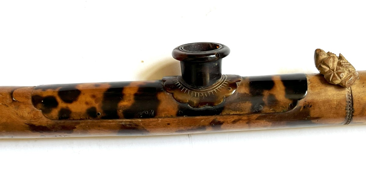 Pipe à Opium En Bois Et écaille, Chine Ou Indochine Du 19ème Siècle-photo-2