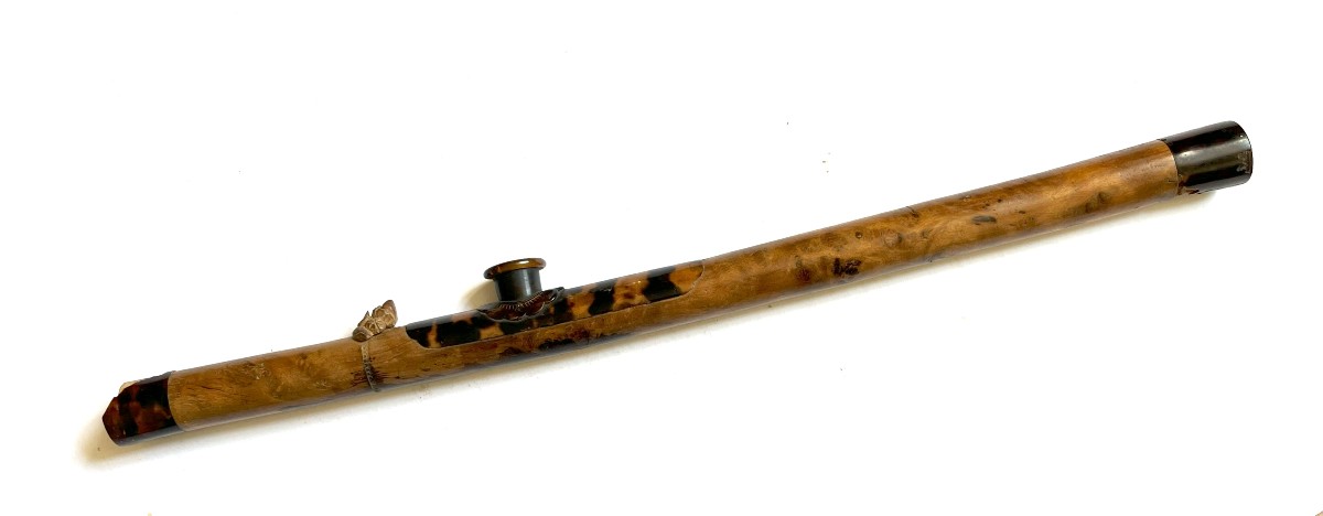 Pipe à Opium En Bois Et écaille, Chine Ou Indochine Du 19ème Siècle-photo-2