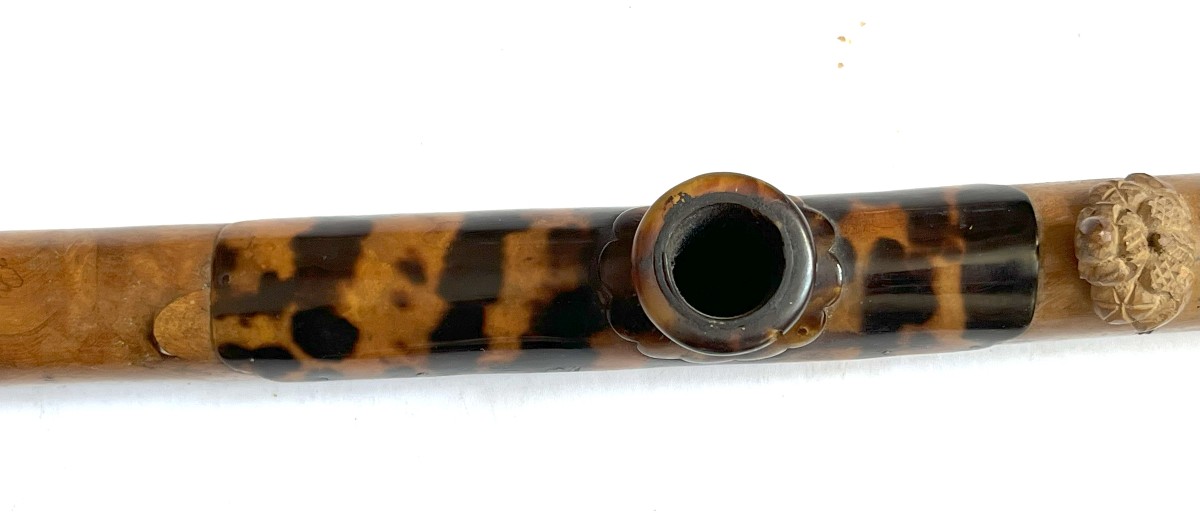 Pipe à Opium En Bois Et écaille, Chine Ou Indochine Du 19ème Siècle-photo-5