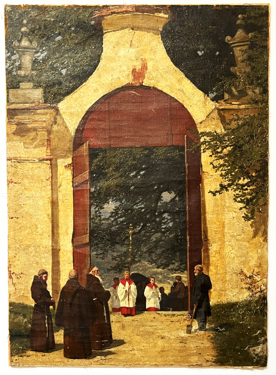 L'enterrement de village au 19ème siècle, huile sur toile-photo-2
