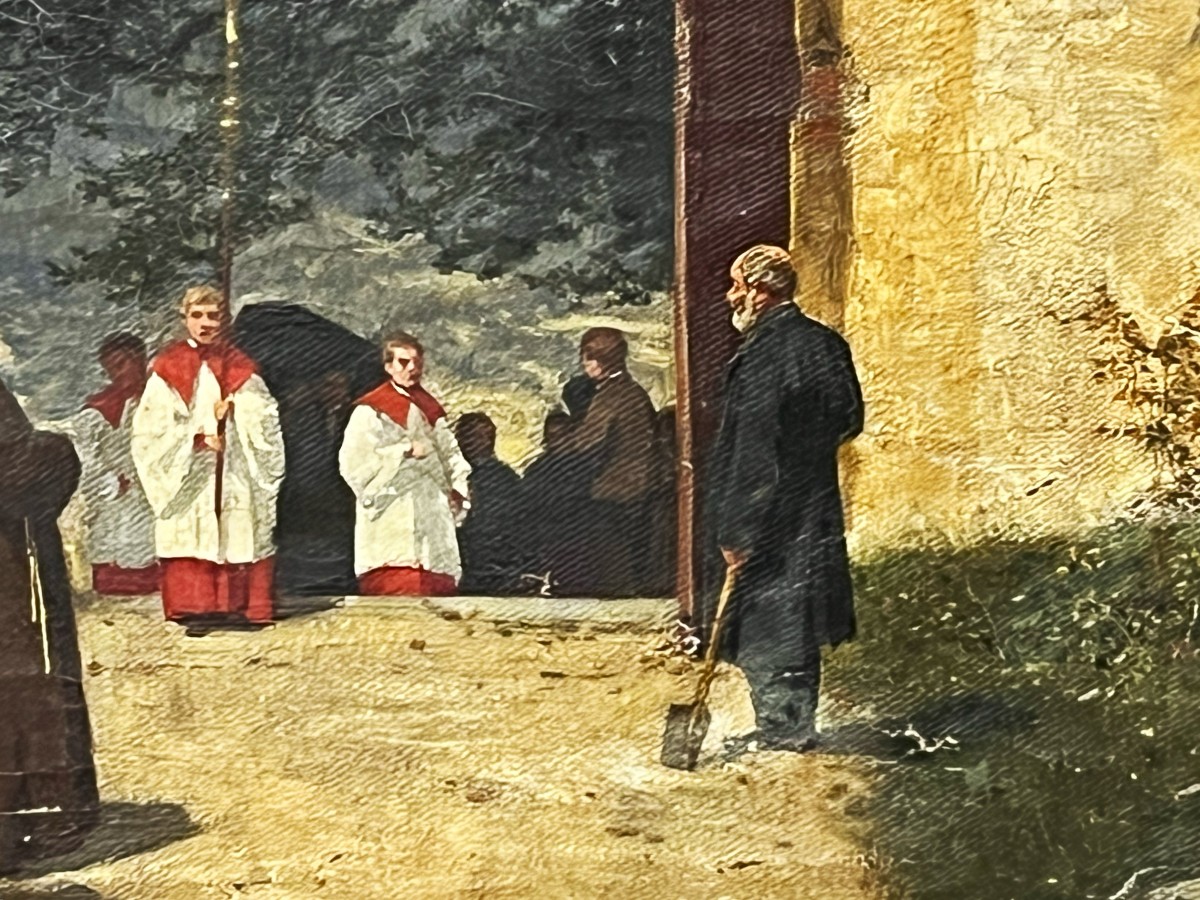 L'enterrement de village au 19ème siècle, huile sur toile-photo-3
