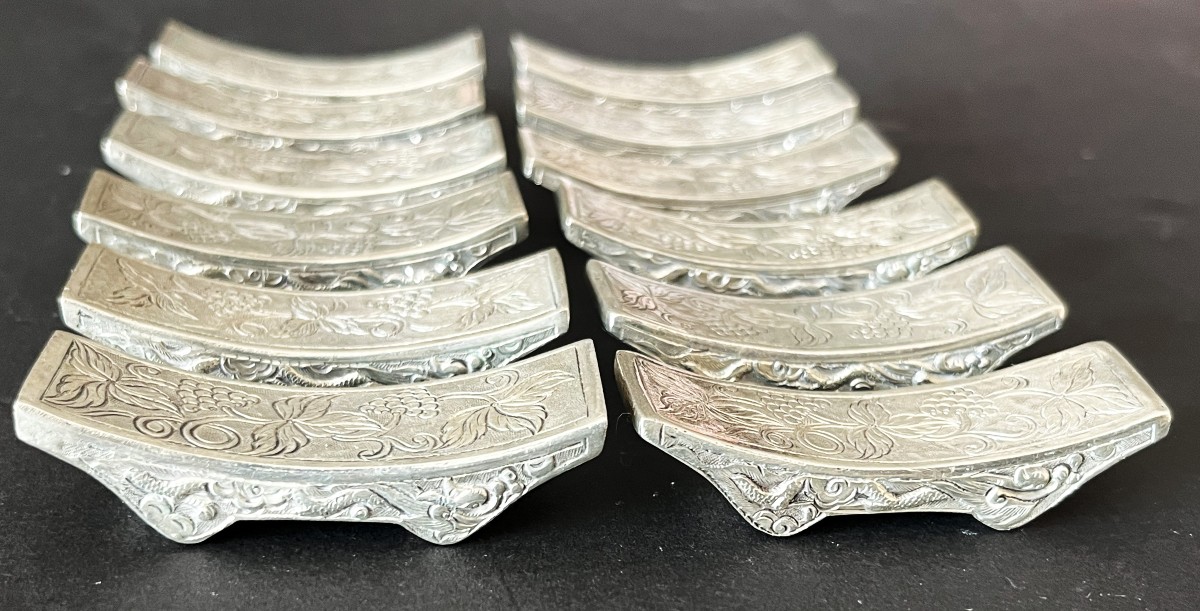 Chine ou Indochine, 12 porte couteaux ou porte baguettes en argent-photo-2