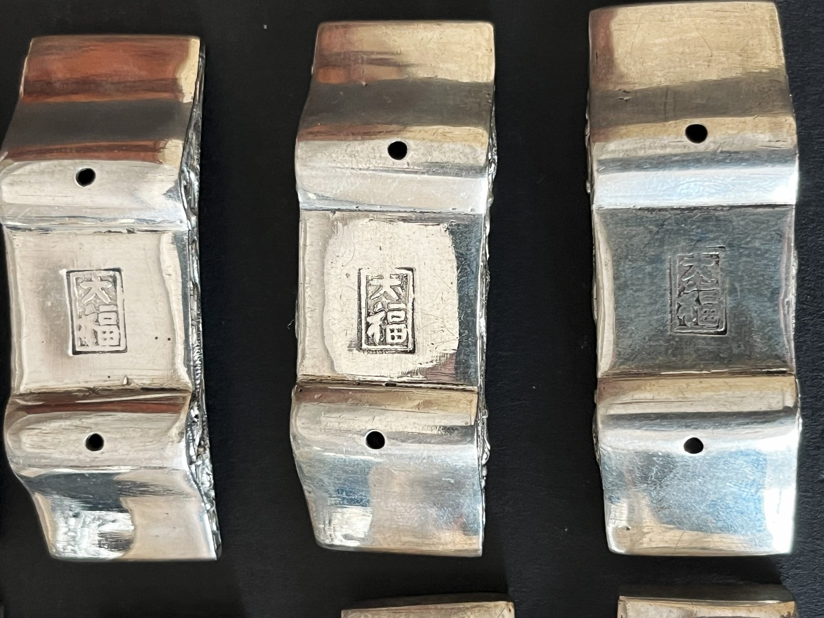 Chine ou Indochine, 12 porte couteaux ou porte baguettes en argent-photo-4