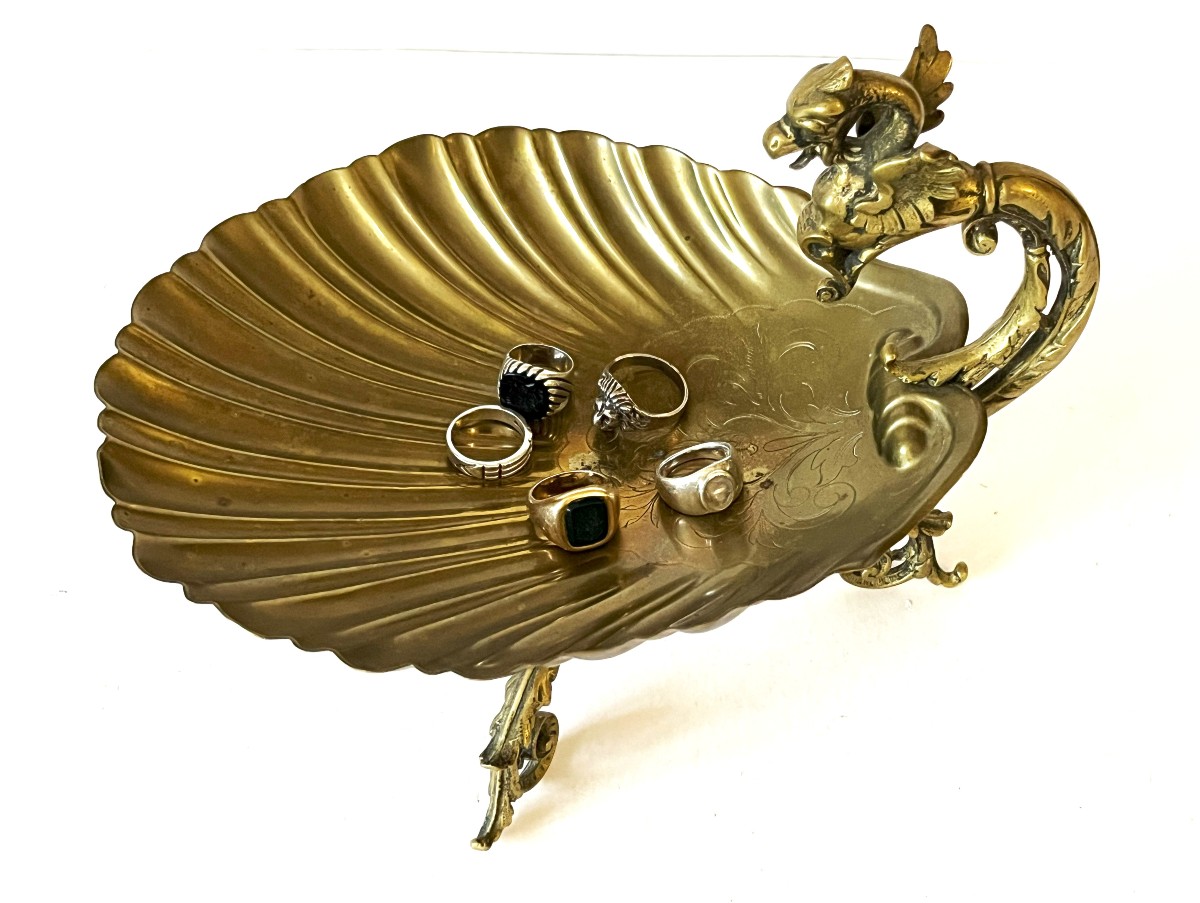 Large Ring Box Or Pocket Emptier With A Bronze Dragon, Napoleon III, 19th Century-photo-6