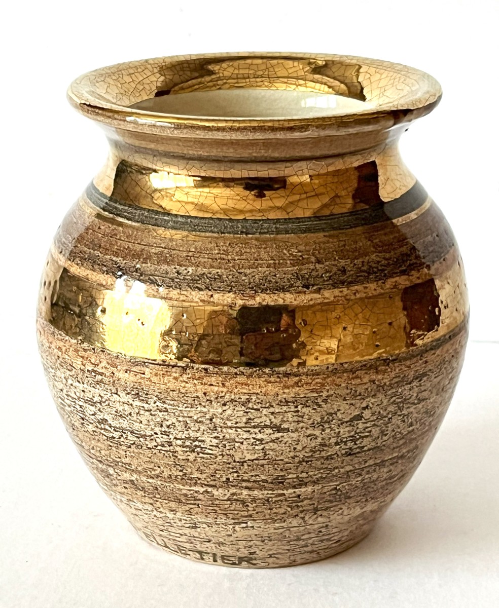 Georges Pelletier 1938/2024 vase en céramique dorée, avec son certificat d'origine