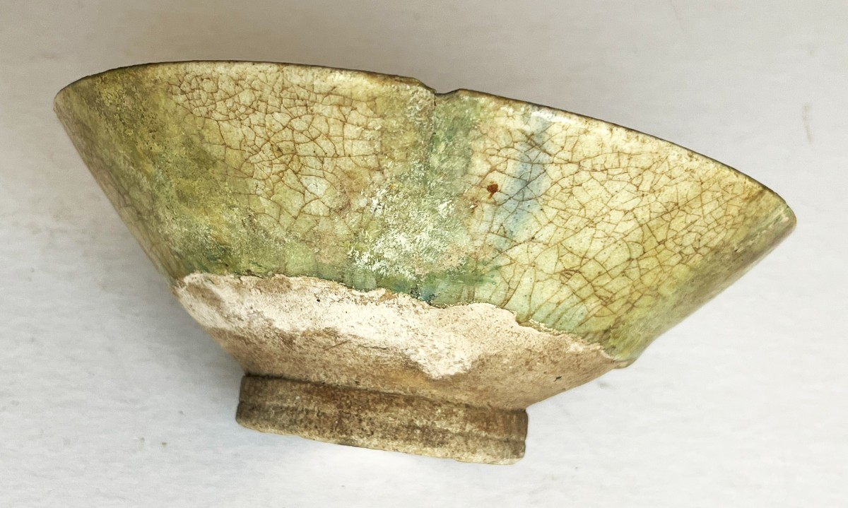 Iran, Persia, 12th/13th Century, Green-glazed Ceramic Cup-photo-4