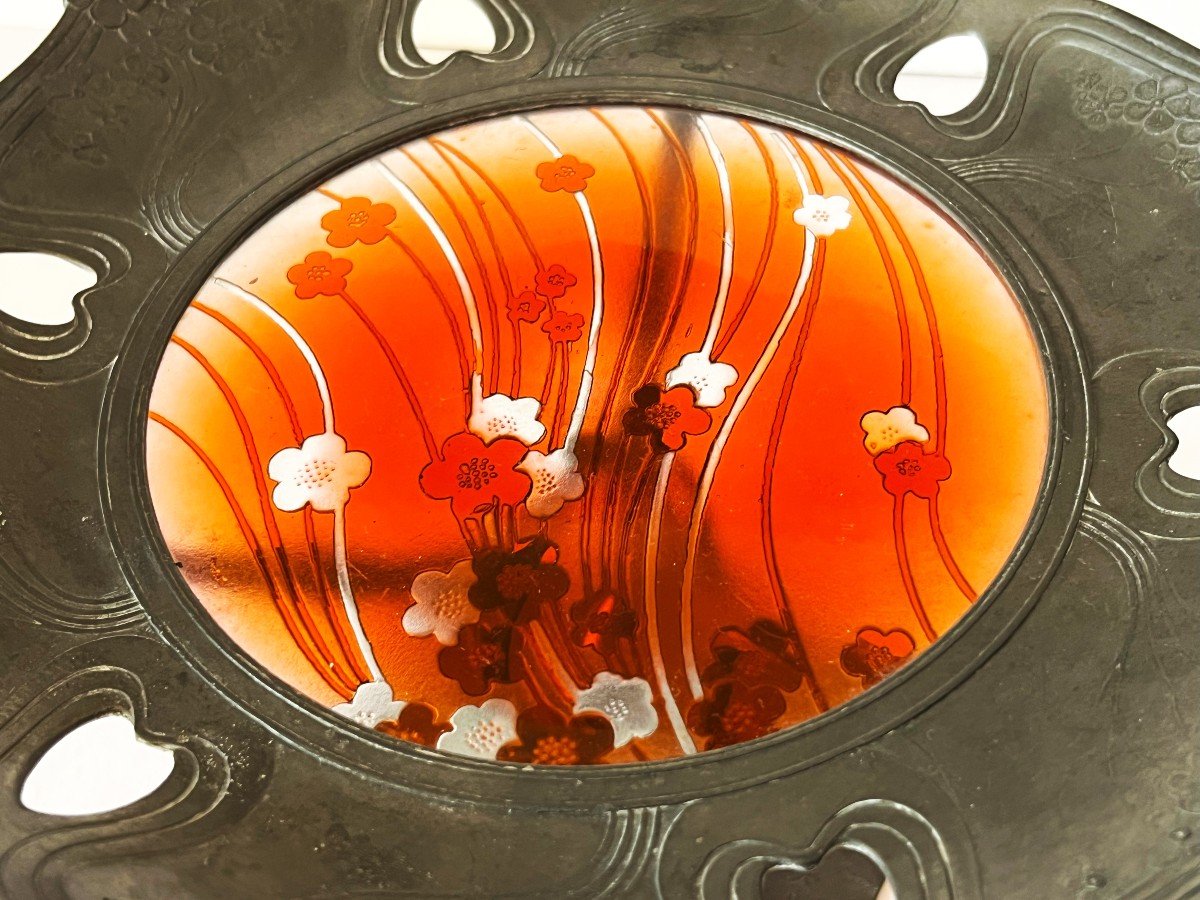 Val Saint Lambert et Orivit, paire de coupes Art Nouveau -photo-4