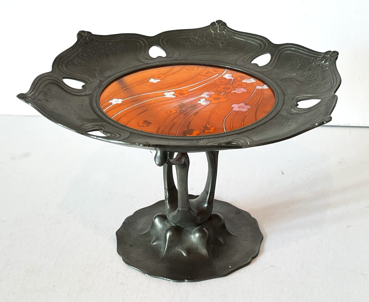 Val Saint Lambert et Orivit, paire de coupes Art Nouveau -photo-4