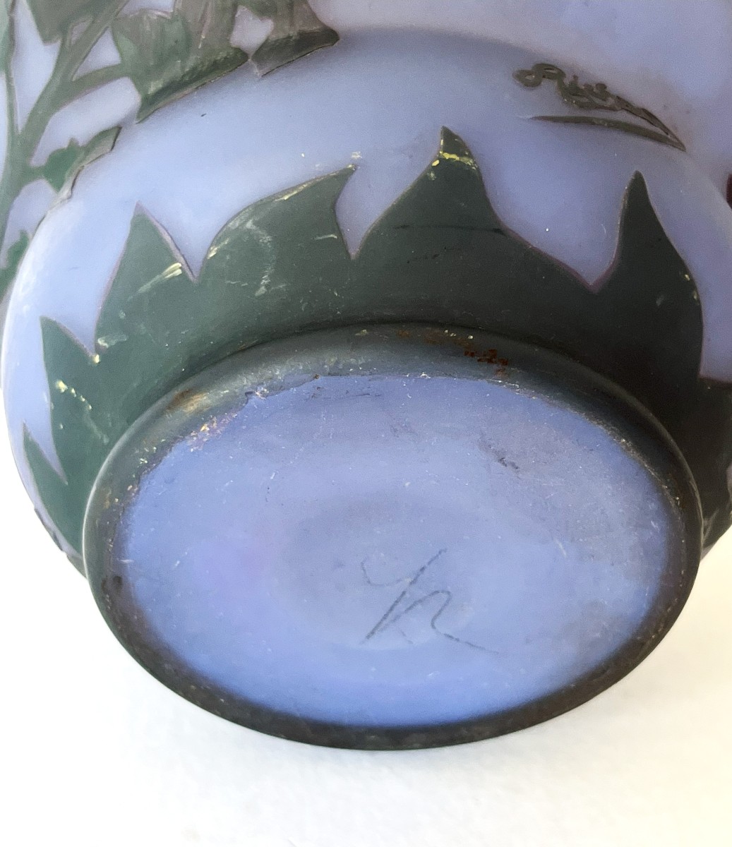 Richard, Art Nouveau Vase In Acid-etched Multi-layer Glass-photo-3