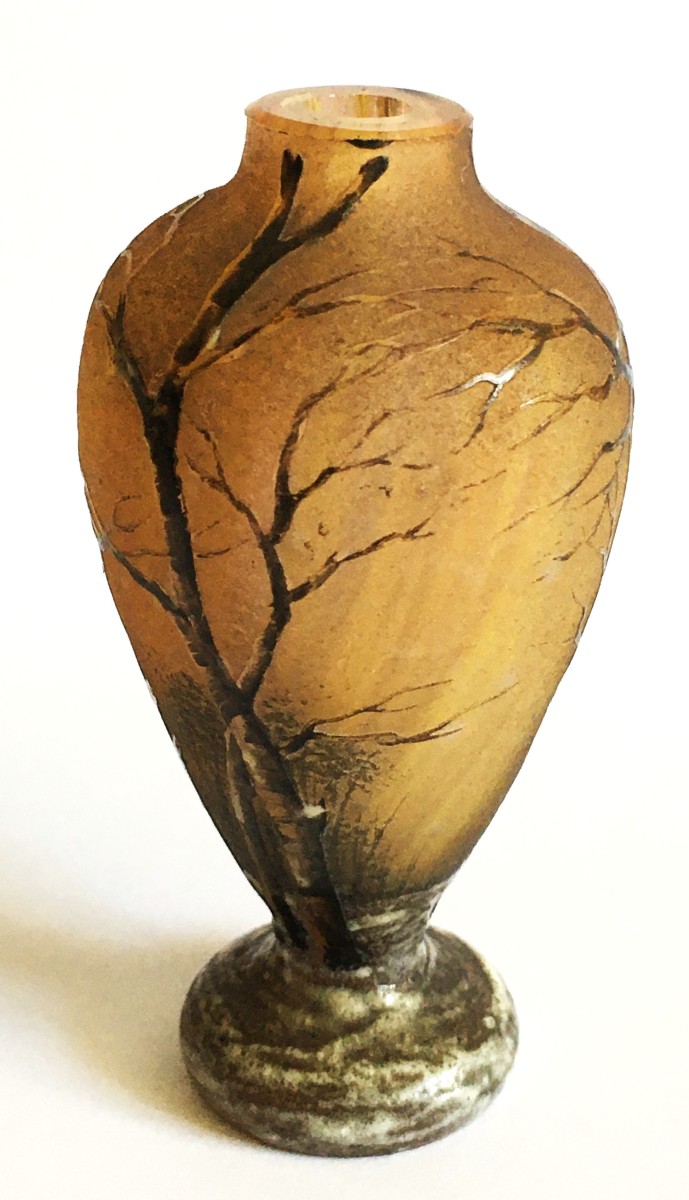 Daum, vase Miniature à décor hivernal signé, hauteur 7,3 cm-photo-4