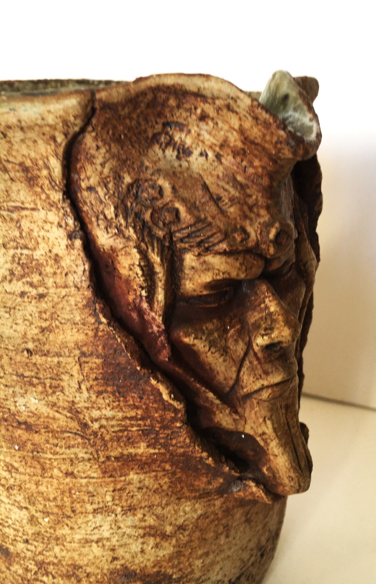 Stoneware Pitcher "mephistopheles", The Devil, From The 50s/60s, Signature To Be Identified-photo-4