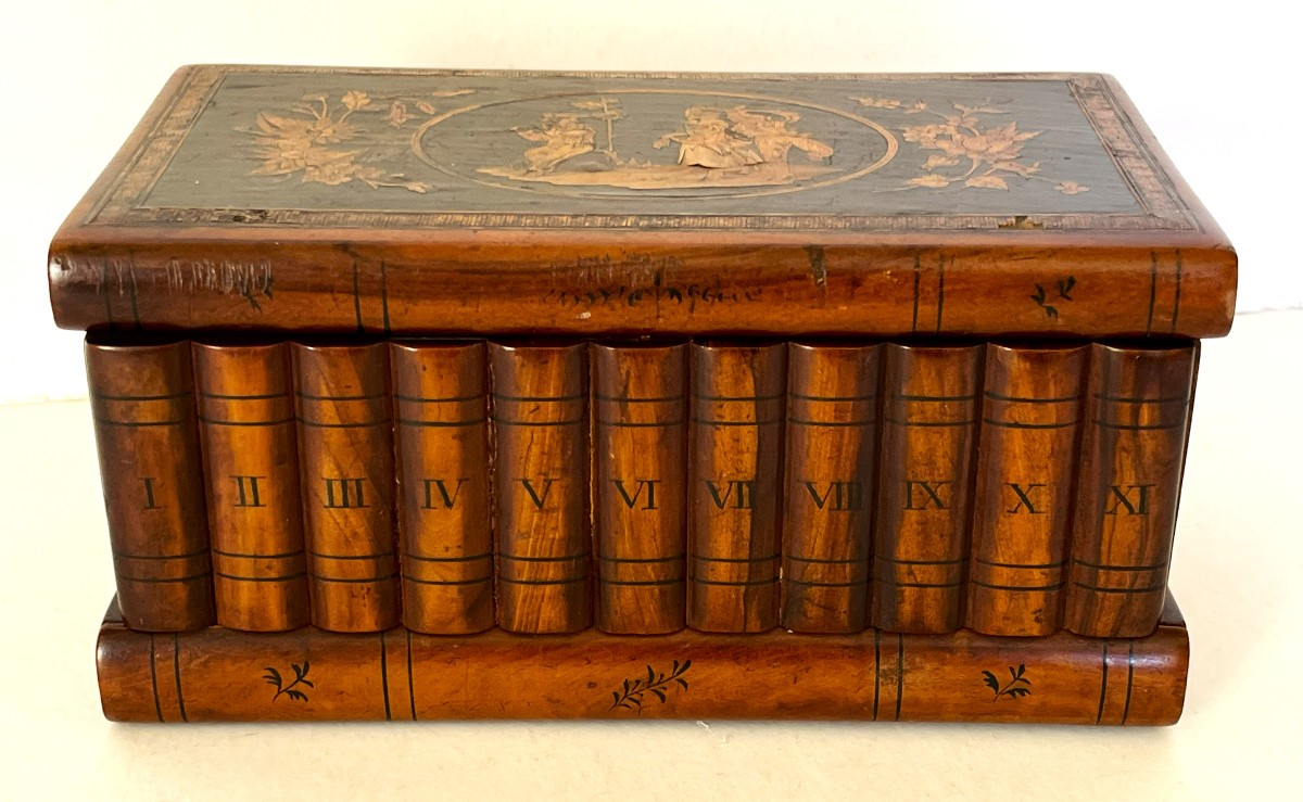 Naples 19ème, coffret à bijoux à secrets en marqueterie et bois d'olivier, Italie-photo-2