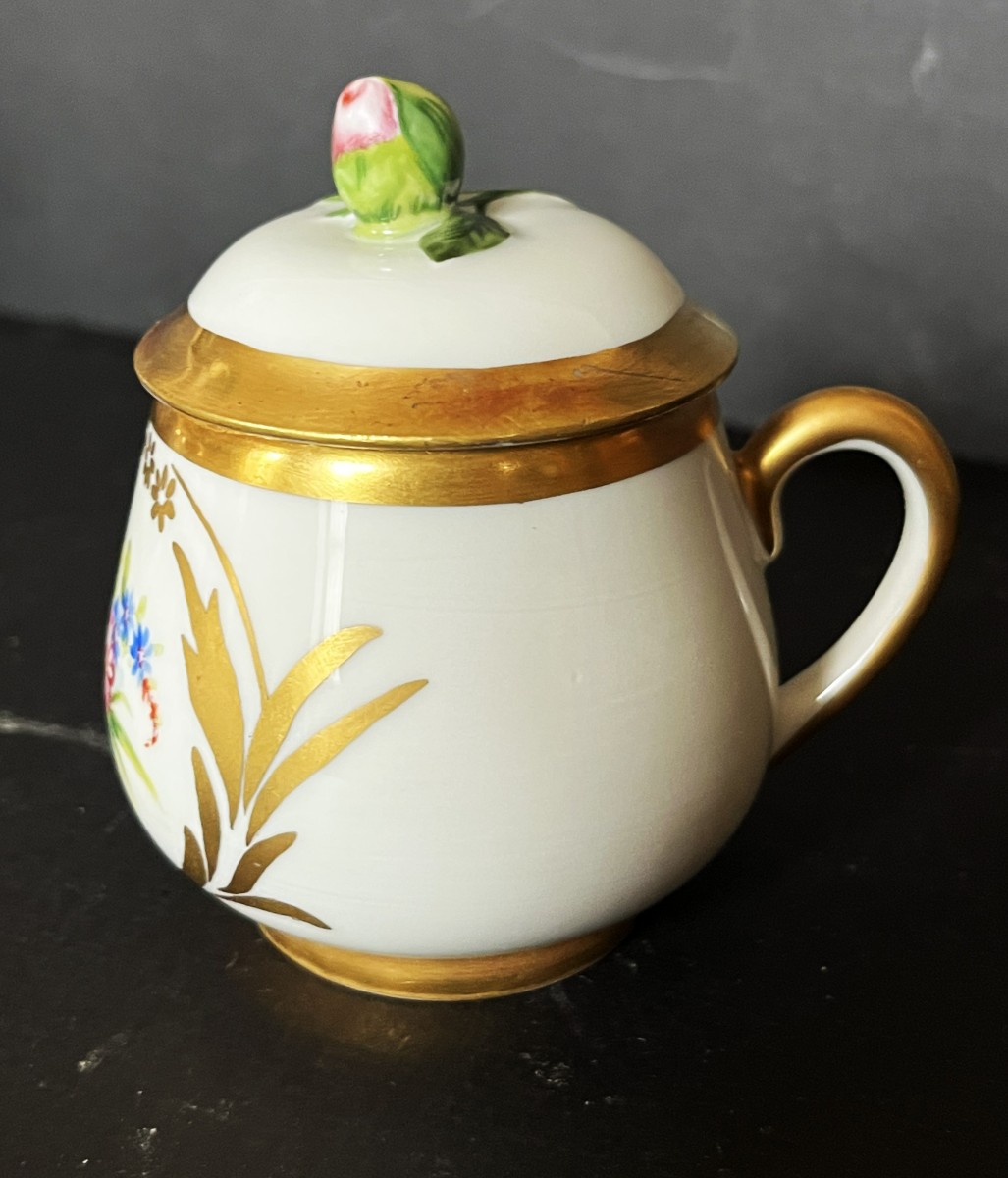 Set Of 12 Early 20th-century Porcelain Cream Pots, Hand-decorated-photo-1