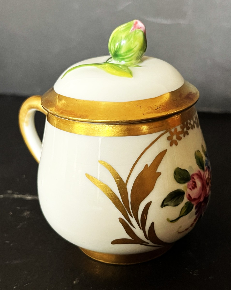 Set Of 12 Early 20th-century Porcelain Cream Pots, Hand-decorated-photo-3